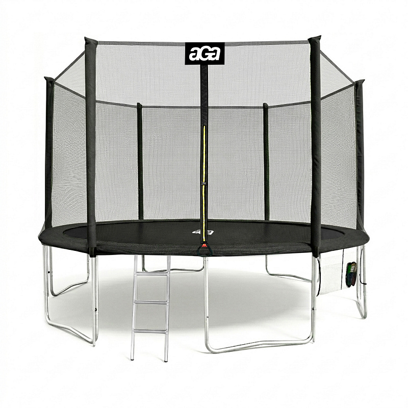 Aga SPORT PRO Trampolin 430 cm Crna + zaštitna mreža + ljestve + džep za obuću