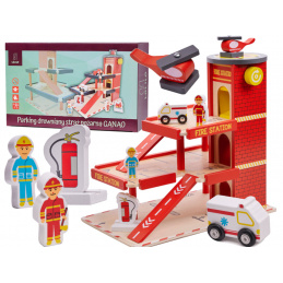 Aga Dječja drvena garaža GANAO - Vatrogasna postrojba