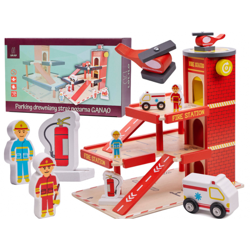 Aga Dječja drvena garaža GANAO - Vatrogasna postrojba