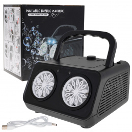 Stroj za sapunaste mjehuriće za djecu 3+ i odrasle + 2 mlaznice + ventilator + LED osvjetljenje + tekućina za mjehuriće