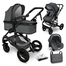 Kiduku Kombinirana kolica 3u1 Siva/Crna