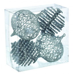 Set od četiri srebrna božićna ukrasa za bor