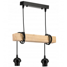 LED viseća stropna svjetiljka 2xE27 loft drvo, podesivi abažuri