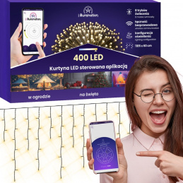 Svjetlosna zavjesa 400 LED - topla bijela - upravljana aplikacijom