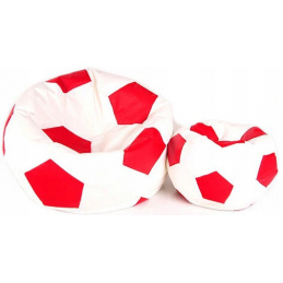 Aga Vreća za sjedenje BALL XXXL Crvena - Bijela + oslonac za noge