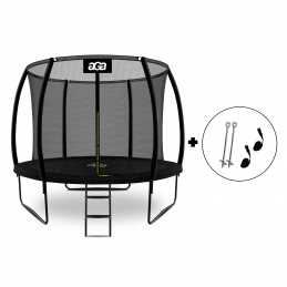 Aga SPORT EXCLUSIVE Trampolin 305 cm Crna + zaštitna mreža + ljestve + set za sidrenje 2 kom