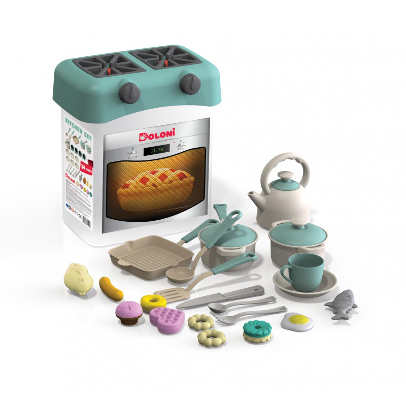 Doloni Plastična kuhinjica Tirkizna + pribor 34 kom