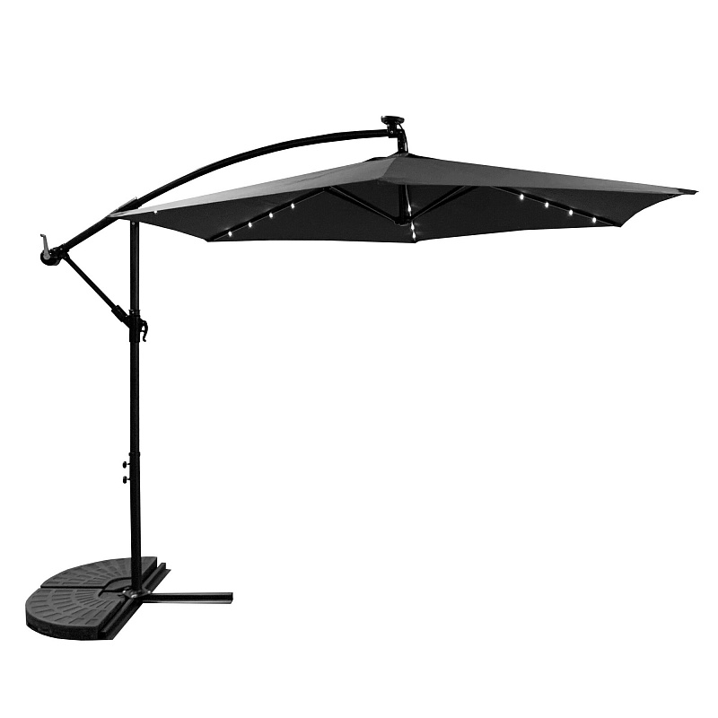 Aga Vrtni suncobran 300 cm Sivi s LED rasvjetom 6DAZ206 - II. KVALITETA